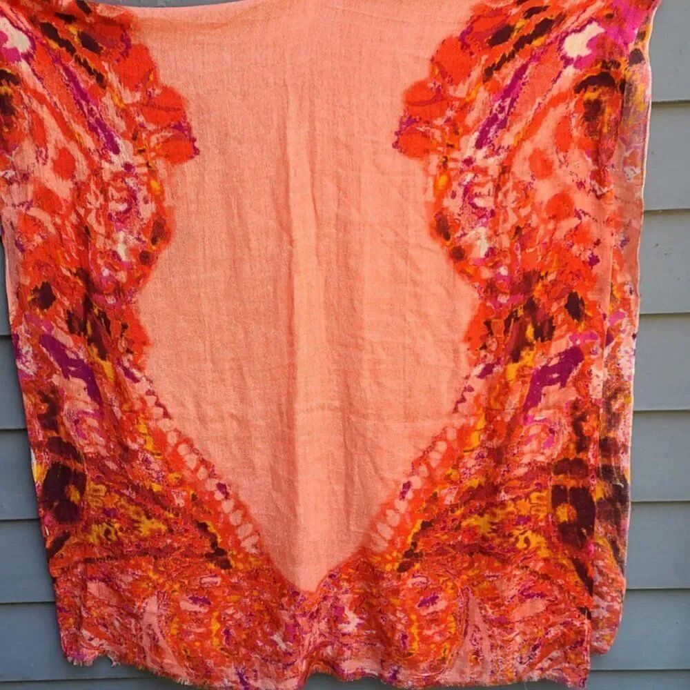 Orange print Pashmina